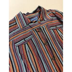 Evan‎ Picone Shaket Blouse Sz 1 X Striped Long Sleeve Boho Western Crop Top